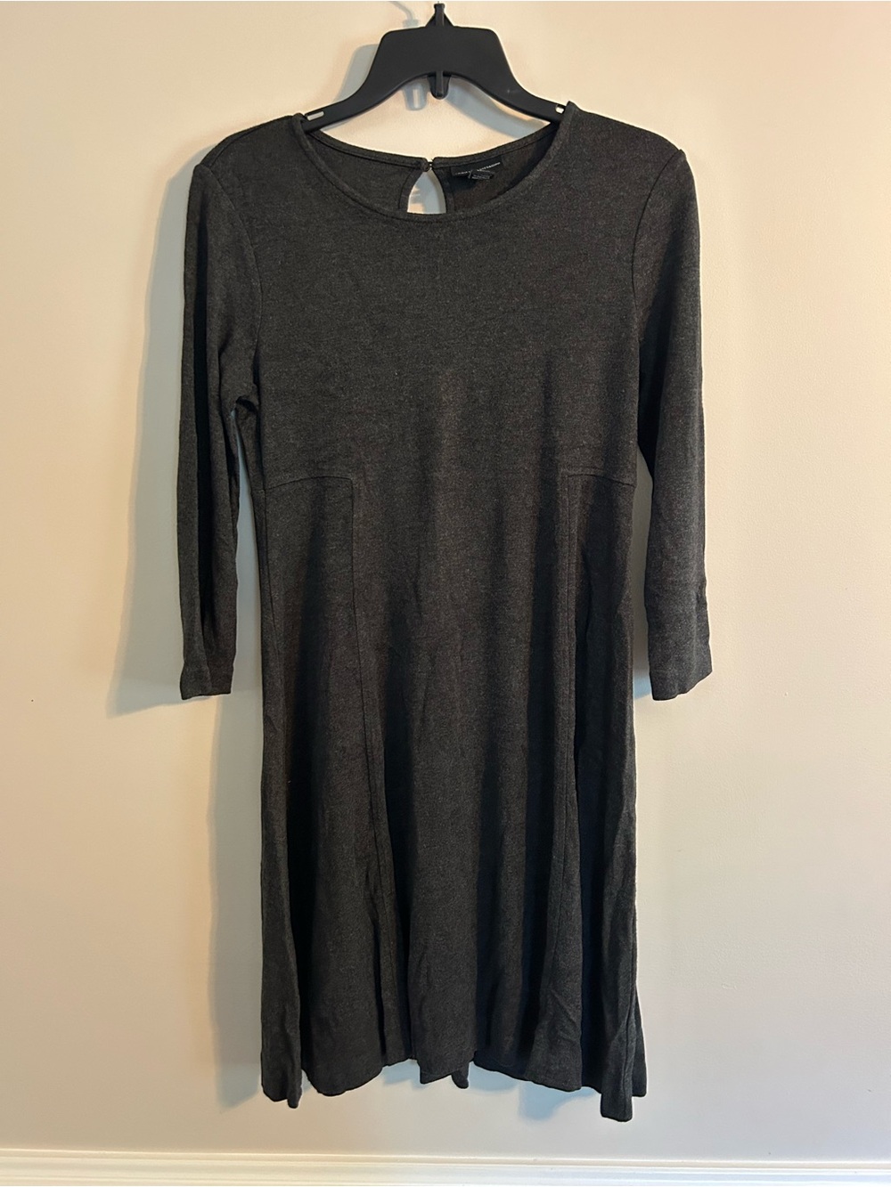 Adrienne Vittadini Charcoal Black Long-Sleeve A-Line Dress